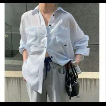 자수 포켓 시어 셔츠 긴팔