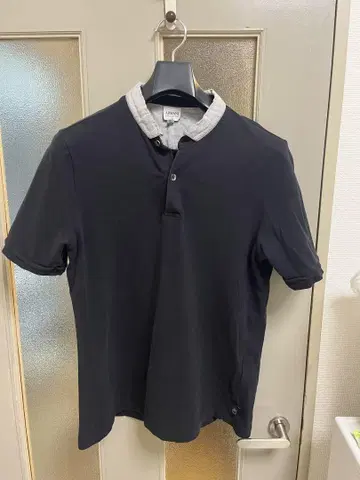 ARMANI 블랙 피케 셔츠 L