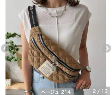 시마무라 mayo 베이지 퀼팅 바디백
