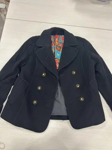 ANNA SUI 도리 걸 블랙 더블 브레스트 피코트
