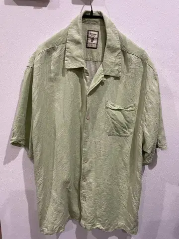 JAMAICA JAXX 100% 실크 셔츠 반팔 오픈 카라 XL