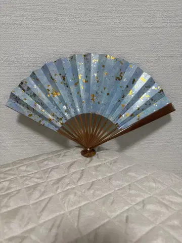 미야와키 부채방 부채, 쇼소인 패턴, 스카이블루, 연보라에 금은박