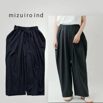 [새상품급] 25SS 미즈이로 인드 스트레치 사이드 드레이프 와이드 팬츠