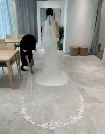 안테리베 꽃무늬 자수 웨딩 베일 (롱)
