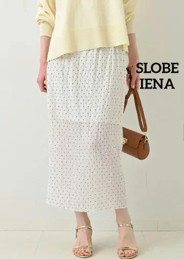 베이 크루즈 SLOBE IENA 도트 셔링 롱 스커트