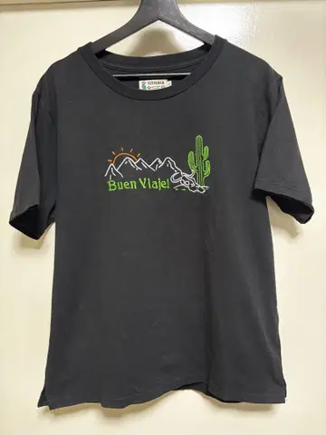 TITICACA 자수 디자인 티셔츠 L 블랙 치티카카 에스닉