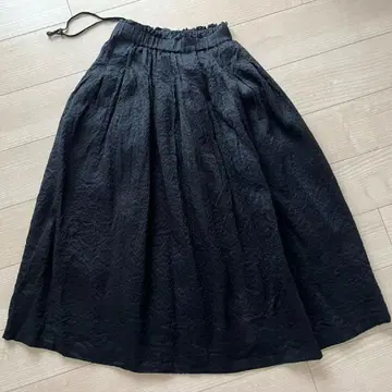 힘카시 현 사리게나쿠 워셔블 오간자 실크 린넨 블랙 스커트