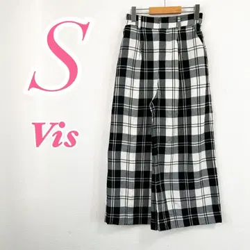 Vis 깅엄 체크 팬츠 S 사이즈 테이퍼드 팬츠 걸리시 예쁜