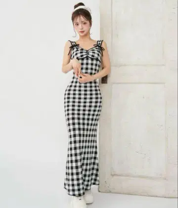 Darich 깅엄 자카드 니트 롱 원피스 미사용 새상품 미개봉 택 포함