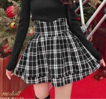 미셸 마카롱 슬림 레그 스커트 트위드