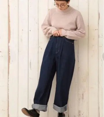 데님 턱 와이드 스트레이트