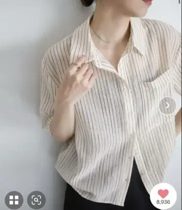 select MOCA 아이보리 스트라이프 숏 셔츠