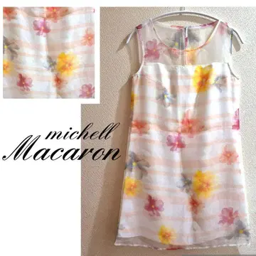 michell 마카롱 플라워 시어 슬리브리스 원피스 SIZE S