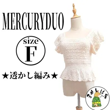 MERCURYDUO [F] 레이스 블라우스 썸머 니트 페플럼 밑단 여름옷