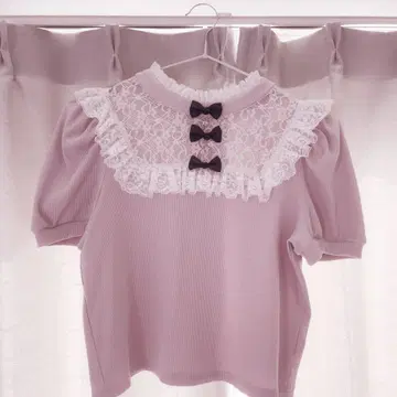 evelyn 에블린 레이스 스퀘어 탑 핑크