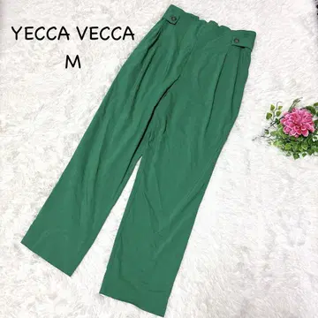 YECCAWECCA M 그린 배기 팬츠 뒷밴딩 허리 성숙/러블리