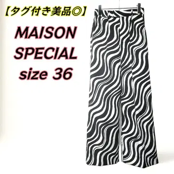 MAISON SPECIAL 웨이브 프린트 팬츠 블랙 36