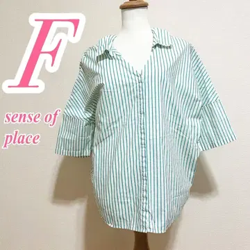 SENSE OF PLACE 반팔 스트라이프 셔츠 프리 사이즈 캐주얼