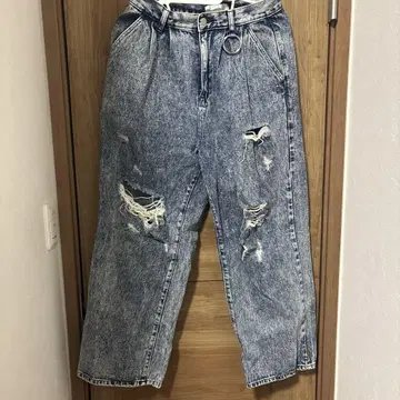 데미지 데님 와이드 레그 팬츠 ADRER