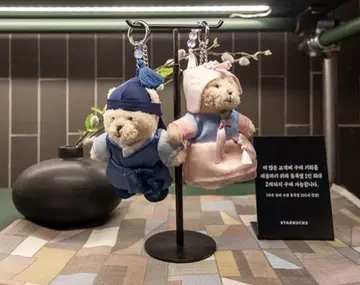 광창 시장 한정 한복 착용 스타벅스 봉제 인형 마스코트 2종 세트