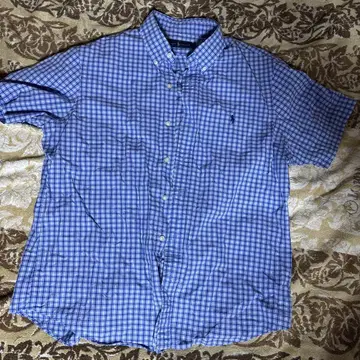 Ralph Lauren 반팔 셔츠 L 사이즈 파랑과 화이트 체크