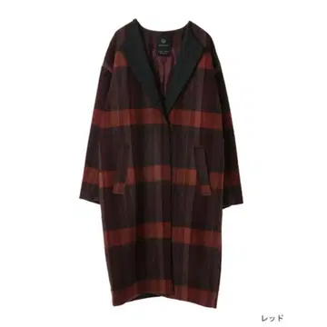 체크 무늬 오픈 카라 코트