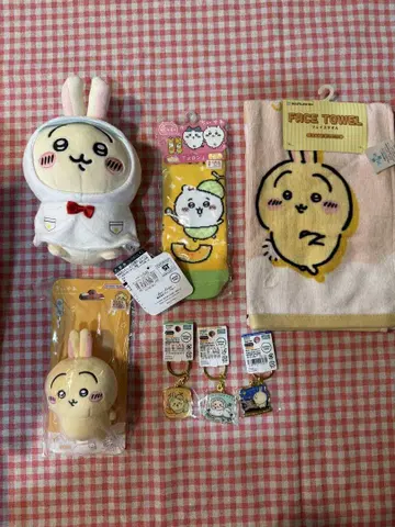 토끼 치이카와 (먼작귀) 페이스 타월, 봉제 인형, 양말, 키링 세트