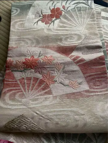 후지산과 꽃무늬 여름 오비 후쿠로 오비 여름 포멀 순수 실크