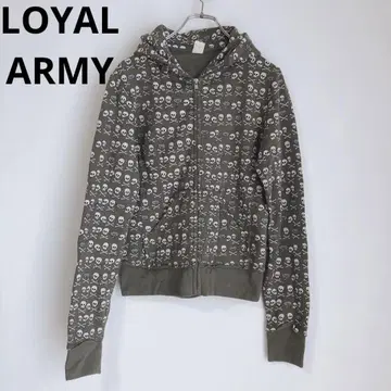 LOYAL ARMY 긴팔 후드티 스컬 레이디 상의 카키 M