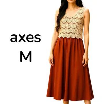 axesfemme 레이스 절개 원피스 M 사이즈 포켓 부착 바이컬러 여름