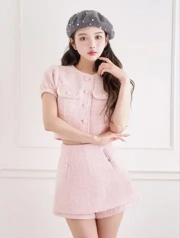 다리치 핑크 트위드 셋업