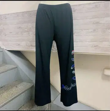 토쿠코 프리미어 에보 블랙 팬츠 물고기 자수 허리밴딩