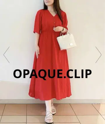 OPAQUE.CLIP V넥 핏&플레어 원피스 L사이즈