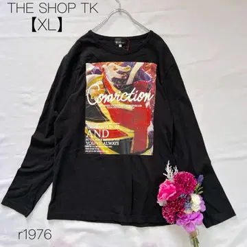 더 샵 티케이 긴팔 티셔츠 롱T 프린트 면100% 블랙 [XL]