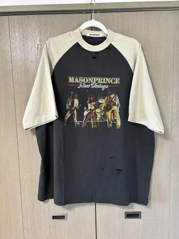 MASONPRINCE 래글런 티셔츠 데미지 가공 빈티지풍