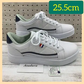 25.5cm 남성용 라인 스니커즈 메쉬 인조 가죽 화이트