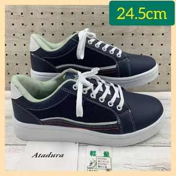 24.5cm 남성용 라인 스니커즈 메쉬 인조 가죽 네이비 컬러