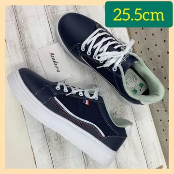 25.5cm 남성용 라인 스니커즈 메쉬 인조 가죽 네이비 컬러