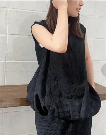 plage 린넨 벌룬 탑스 블랙