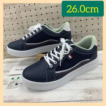 26.0cm 남성용 라인 스니커즈 메쉬 인조 가죽 네이비 컬러