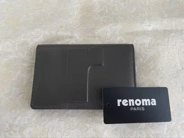 미사용 레노마 명함지갑 카드 케이스 소가죽 renoma 그레이