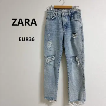 자라 데미지 가공 스트레이트 데님 팬츠 EUR 36