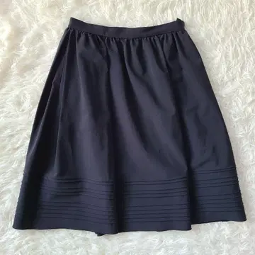 Rene 르네 플레어 스커트 A 라인 핀턱 개더 블랙 S