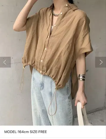 두두 doudou DouDou 린넨 드로스트 프렌치 셔츠 베이지