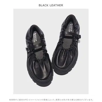 블랙 가죽 스트랩 신발