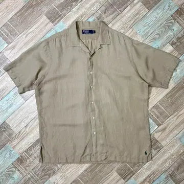 90s 랄프 로렌 반팔 셔츠 오픈 카라 오픈 칼라 베이지 탄 L