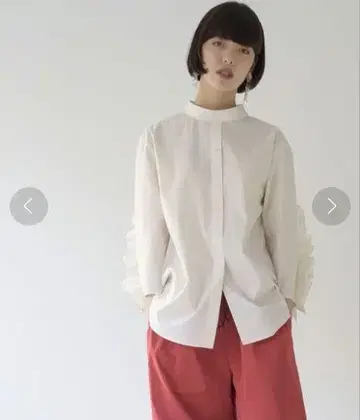 La SRIC 7부 소매 백 프릴 BL 화이트