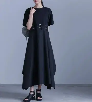새상품 kohaku 비대칭 리본 컷 티셔츠 롱 원피스 맥시 길이