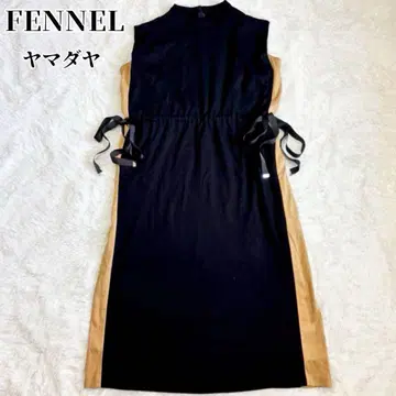 FENNEL 사이드 리본 바이컬러 슬리브리스 원피스 일본제