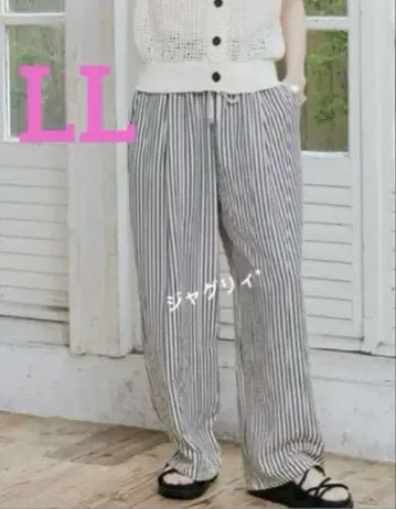 시마무라 megumi 이지 팬츠 농후 화이트 LL 스트라이프